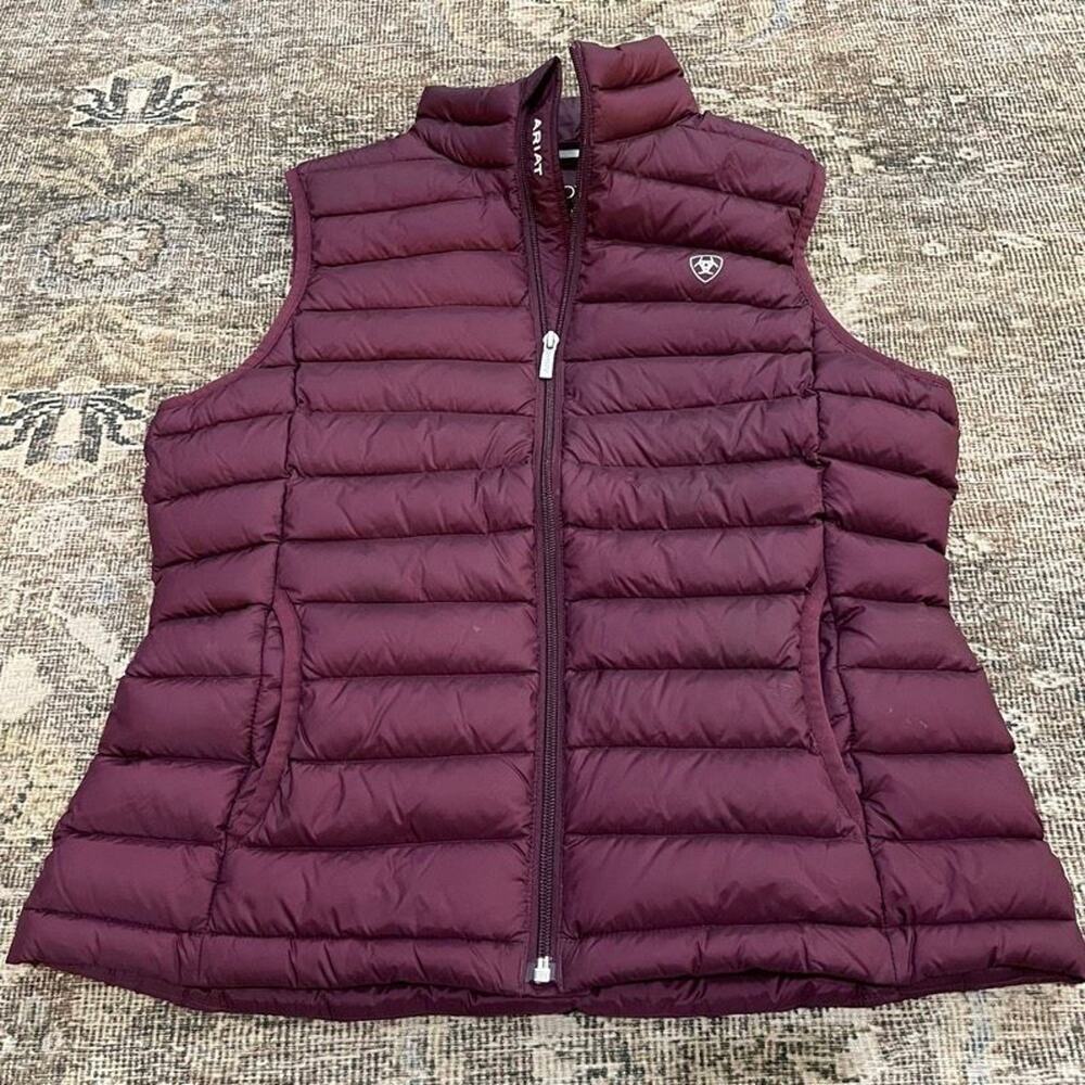 Ariat Ideal Down Vest Womens M Burgundy Beatroute Puffer Full Zip Quilted